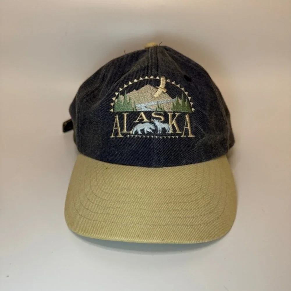 Alaska Arctic Circle Enterprises Blue Denim Tan Cotton Baseball‎ Cap OSFM Hat